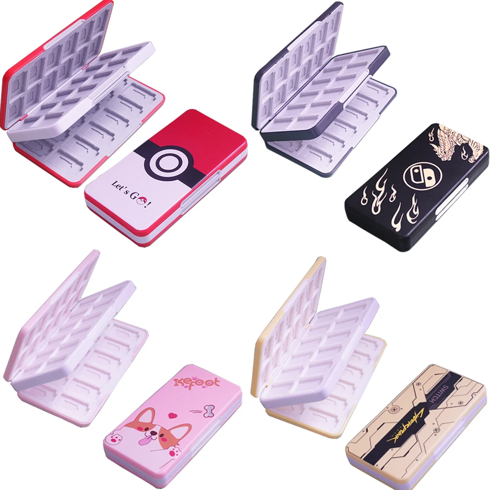 48 in 1 for Nintendo Switch OLED LITE Accessories Cute Game Card Case Nintendoswitch SD Cards Pink Shell Swtch Storage Box | Электроника