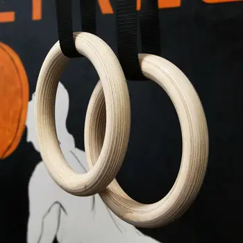 

28mm New Wooden Exercise Fitness Gymnastic Rings Arm Crossfit Fitness Muscle Building Ups Pull Equipments Exercise Ups Body W8J3