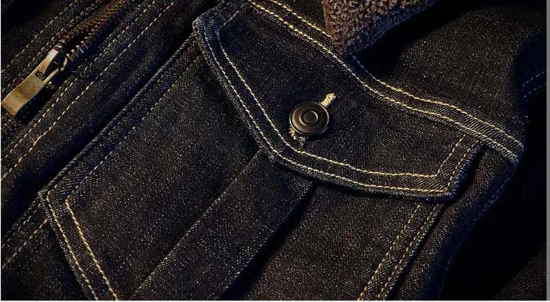 KIOVNO Men Winter Warm Jeans Jackets Outwear With Fur Collar Fleece Lined Thick Denim Jackets Coats For Male Size M-5XL Thermal (8)