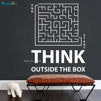 

Think Outside The Box Inspirational Quote Wall Decals Startup Success Business Motivational Vinyl Labyrinth Office Décor YT3884