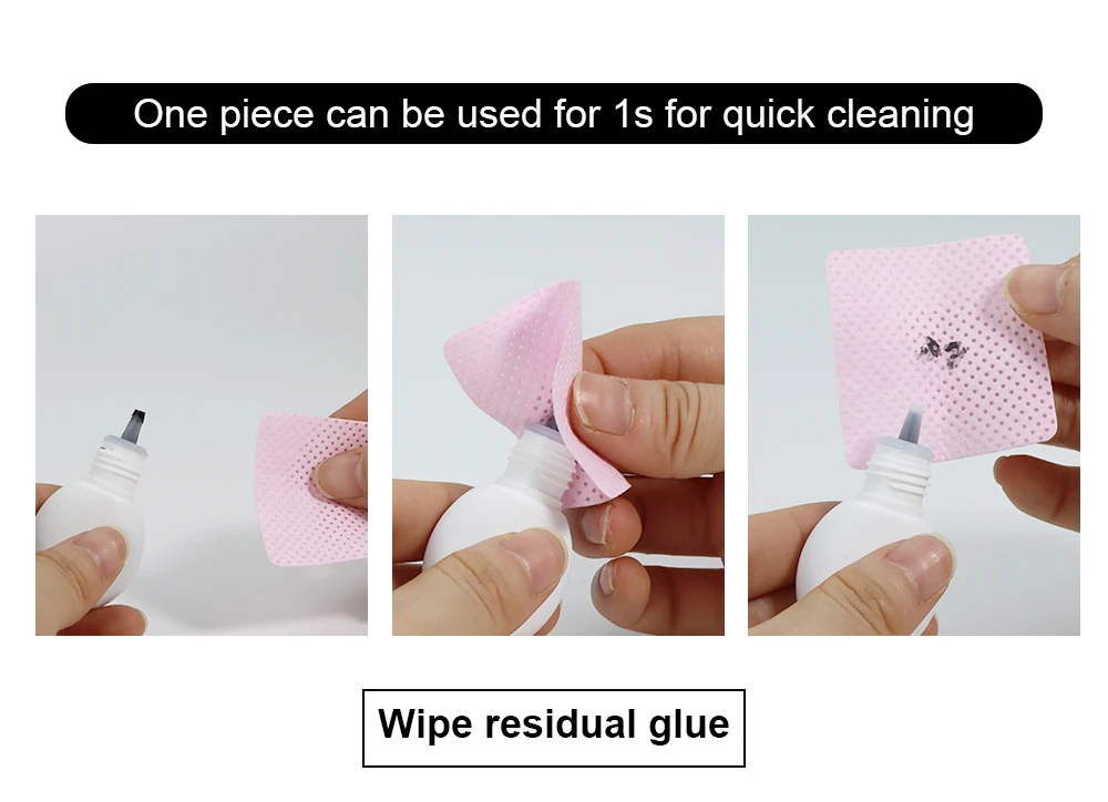 Description Picture 5 of item200Pcs Lint-Free Paper Cotton Eyelash Glue Remover Wipe The Mouth Of The Glue Bottle Prevent Clogging Cleaner Pad Makeup Tool