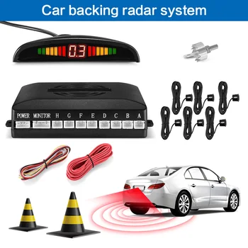 

ZEEPIN Car Backing Radar System 8 Ultrasonic Sensors LED Display Distance Detection 3-Color Alarm Sound Warning