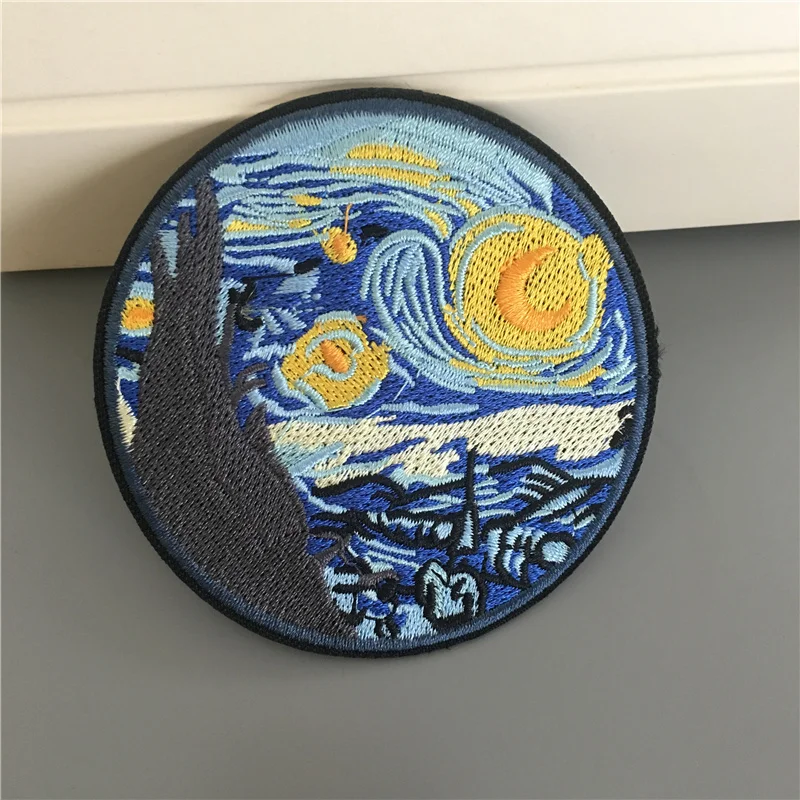 Van Gogh Malerei Stickerei Patches für Kleidung Diy Abzeichen Streifen Nähen Kleidung Aufkleber Eisen auf Patches Appliques – Detail 5