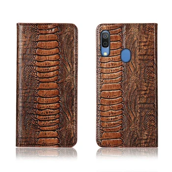 

Genuine real leahther ostrich foot pattern phone bag for Samsung Galaxy A30/Samsung Galaxy A20 flip case card slot holder capa