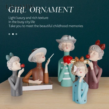 

Girl Decoration Living Room TV Cabinet Desktop Study Home Decoration Sculpture Statue Vase Gift