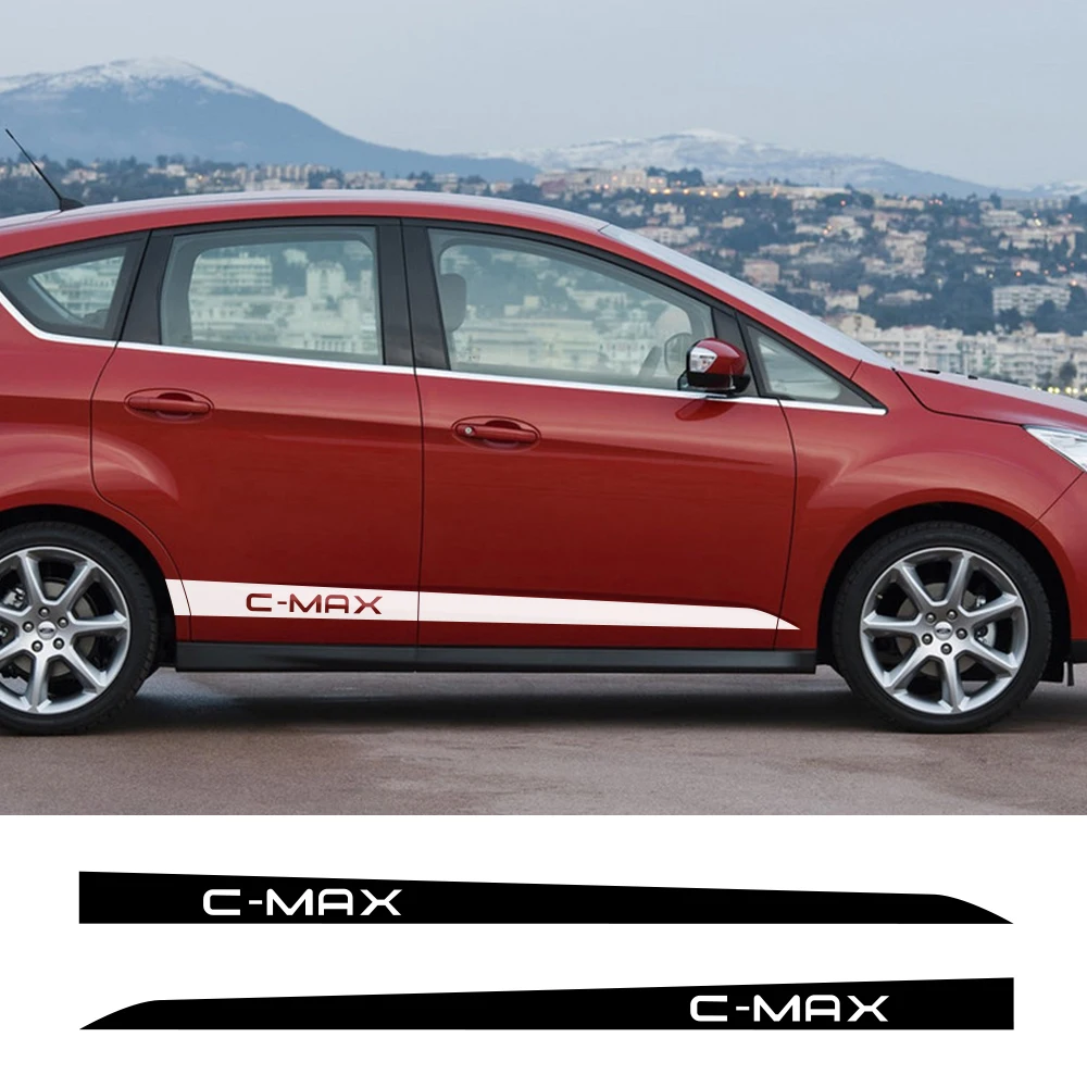 2 шт., автомобильные наклейки с полосками на дверь автомобиля для Ford C-MAX, виниловая пленка для автомобиля, наклейки для спортивного стайлинга, аксессуары для тюнинга автомобиля