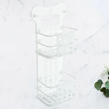 

1pc Wall Mounted Storage Basket Plastic Storage Rack Double Layer Folding Storage Shelf for Kitchen Bathroom (White)