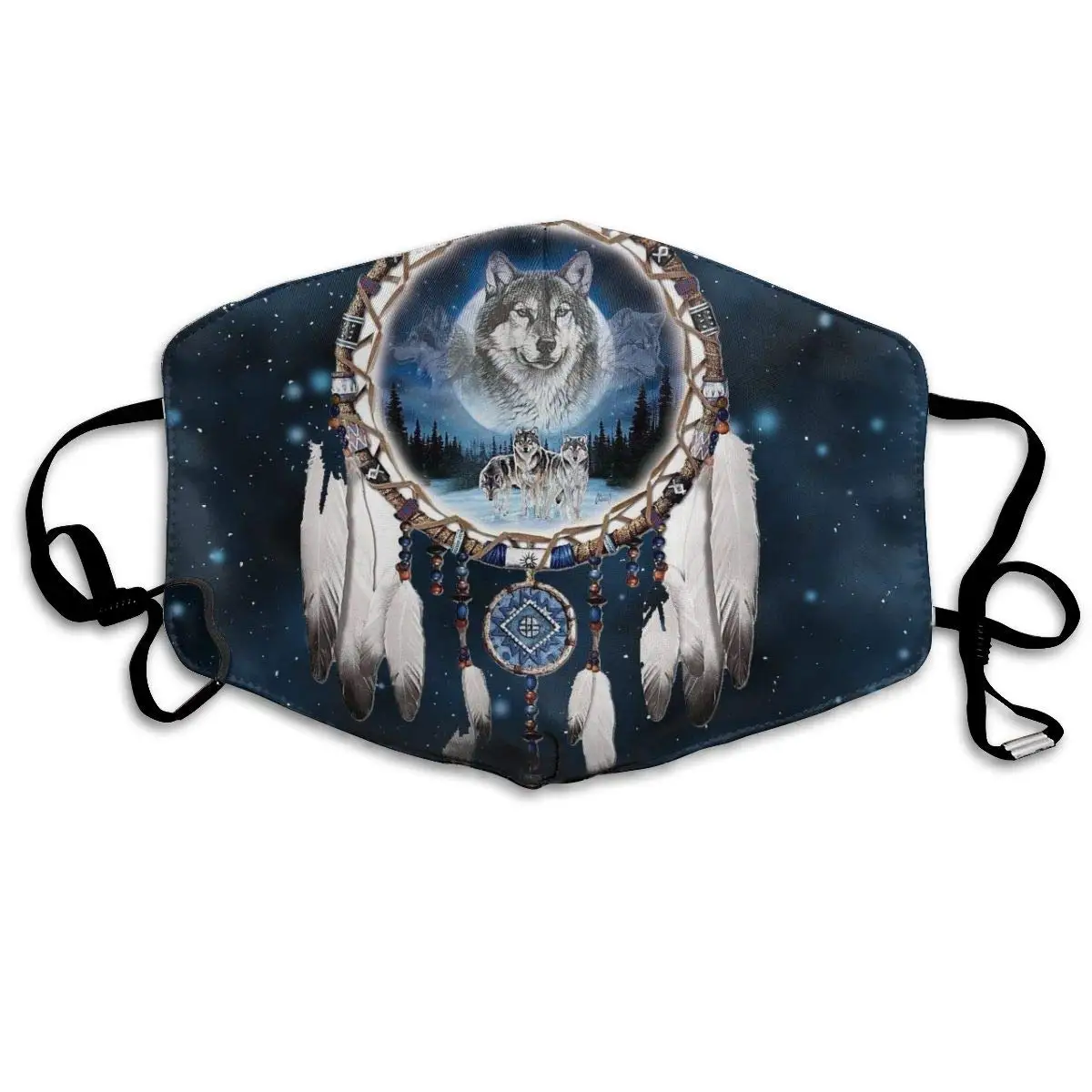 

Unisex Mouth Mask for Kids Teens Men Women Lovers-Reusable Washable Windproof Motorcycle Face Masks Dream Catcher Wolf