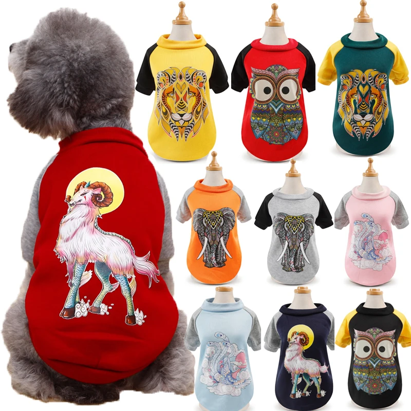 10 Colors Pet Dog Sweatshirts Autumn Winter Pet Clothes Chritsmas Fashion Drawing Teng Printing Puppy Cat Costumes Two-legged
