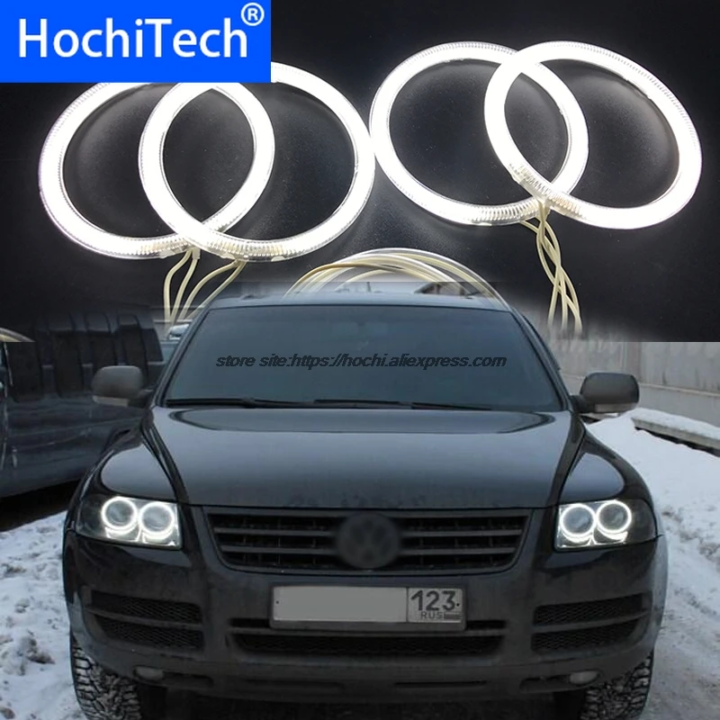 Фара HochiTech ccfl с ангельскими глазами белая фара 6000k кольцами ореолом для Volkswagen VW
