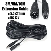Cable de extensión de 12V CC, adaptador de corriente macho y hembra de 5,5x2,1mm, Cable de enchufe de alimentación para cámara CCTV, Cable de lámpara Solar LED, 3/5/10m