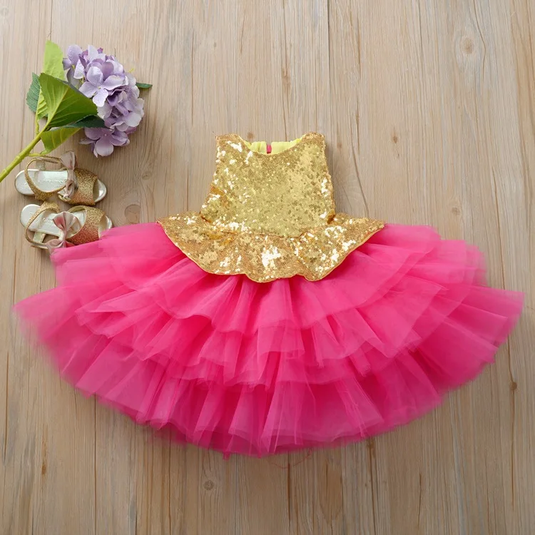 Детское платье-пачка с блестками для девочек; Многослойная одежда без рукавов; вечерние платья принцессы ярких цветов; модная Милая одежда для малышей