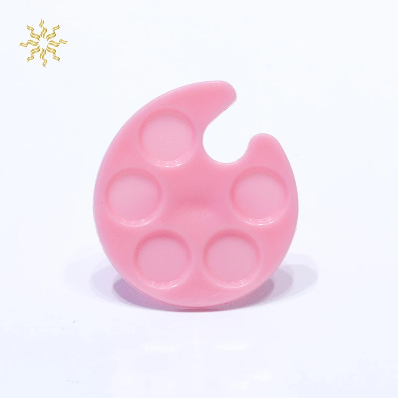 1 Pc 플라스틱 미니 손가락 반지 네일 팔레트 요리 폴란드어 그림 도구 손톱 플레이트 안료 홀더 매니큐어 액세서리 네일 도구