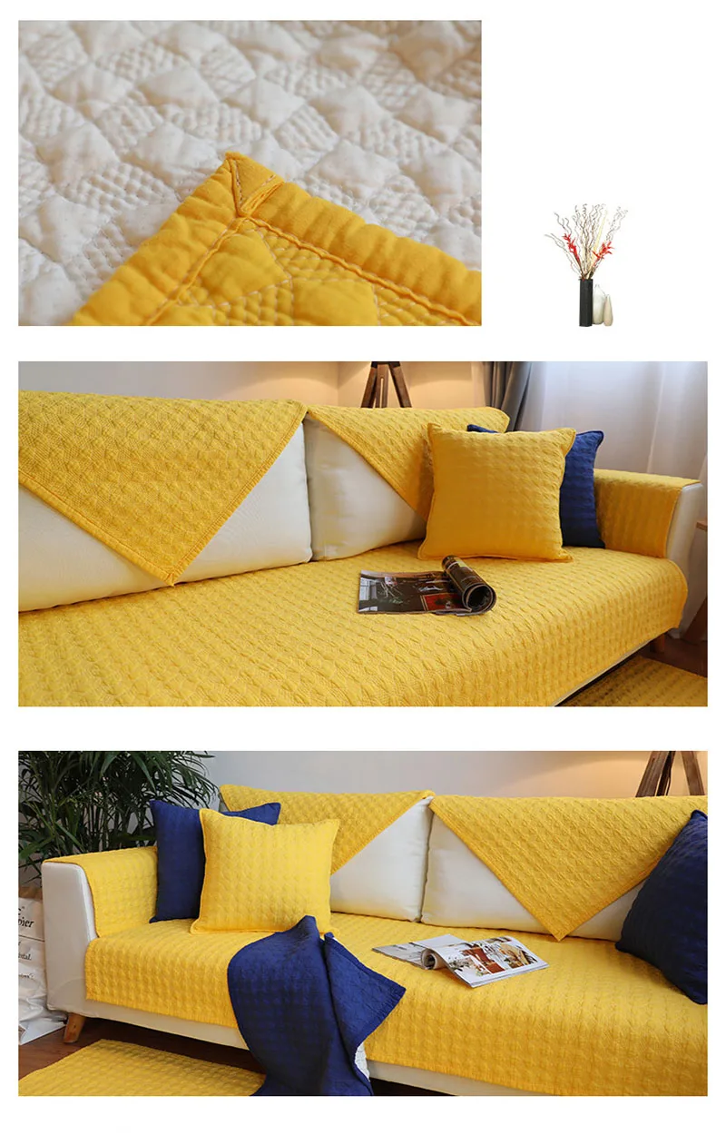 Сплошной цвет хлопок Чехол для дивана грязеотталкивающая Нескользящая диванная подушка для гостиной Защитная диванная домашняя мебель для украшения