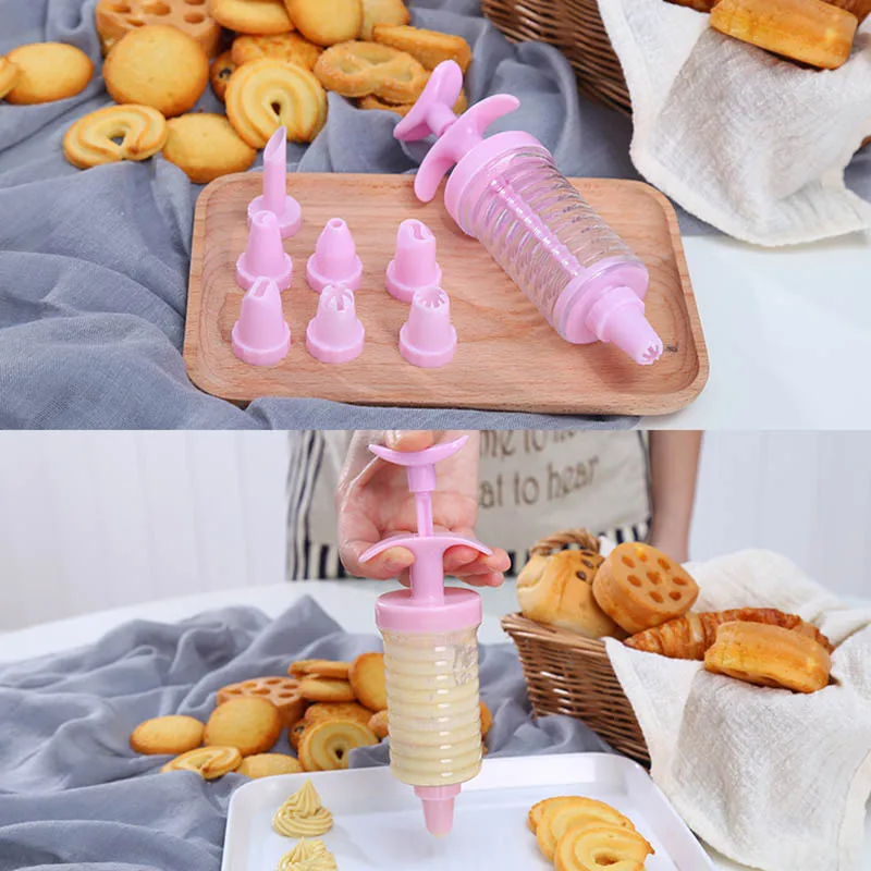 

9pcs Cookie Biscuit Maker Pump Cream Cake Pastry Nozzles Flower Mouth Press Machine Cake Decorating Tools Kitchen Mold Tools Set