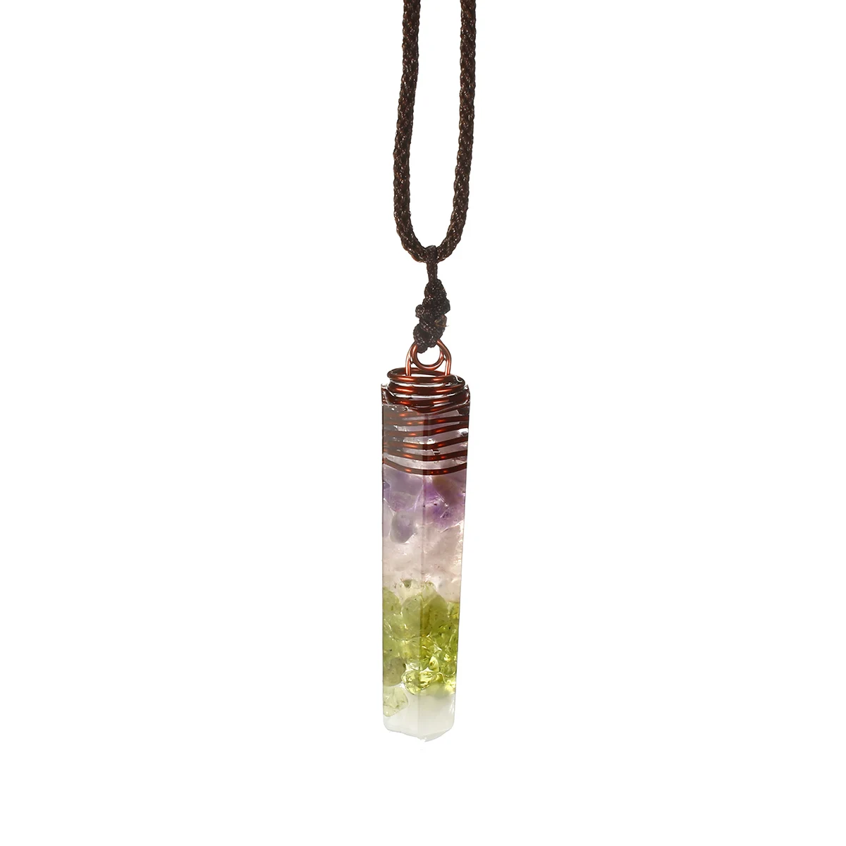 Pink Peridot Гранат черный турмалин розовый Перидот рейки 5 см Orgone Регулируемая Веревка ожерелье домашнее Хрустальное украшение из камня - Цвет: Pink Peridot