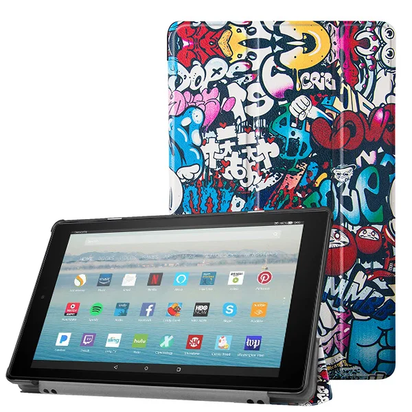 19FIRE10 SY TY Складной чехол для amazon Kindle Fire HD 10 чехол для amazon fire HD 10 Чехол-книжка из искусственной кожи+ подарок - Цвет: 19FIRE10 SY TY