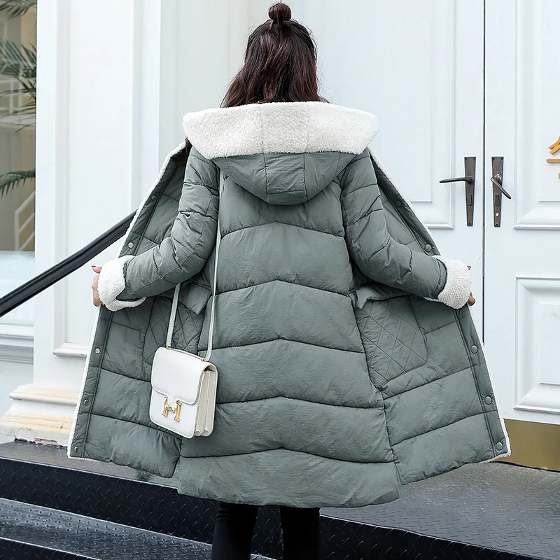 

Cotton Coat Women's Mid-length Thick 2018 New Style Korean-style Loose Thick Cotton-padded Jacket Lambs Wool Coat Fashion outsid