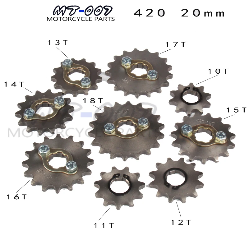 

420 10T-19Tooth 20mm Front Engine Sprocket for Orion Taotao SSR SDG Dirt Pit Bike ATV Quad Motor Moped Buggy Scooter Motorcycle