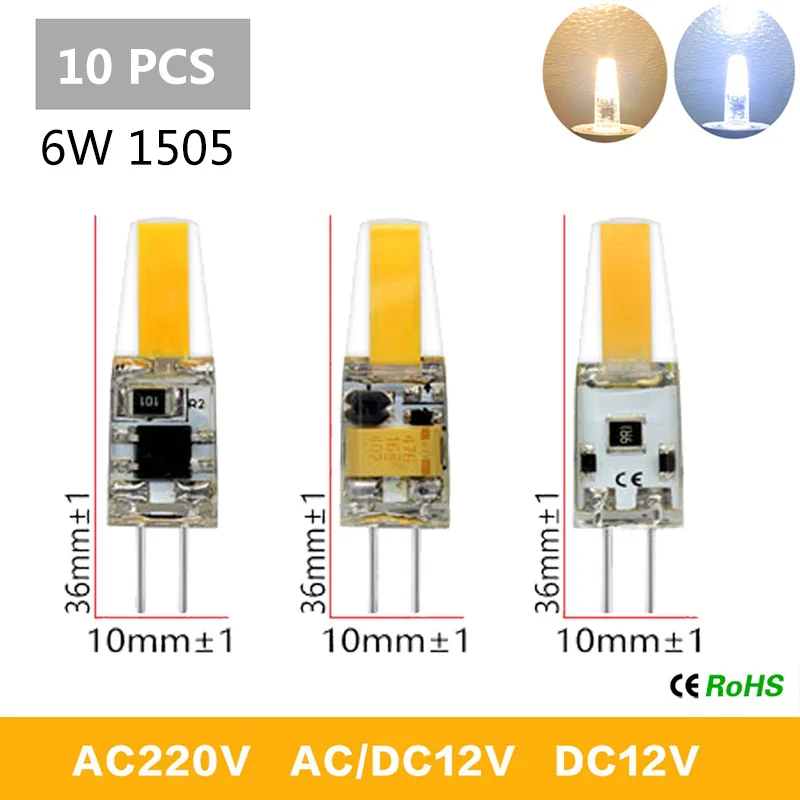 10 шт. G4 светодиодный светильник лампа 3/5/6/8/12 Вт Светодиодный AC/DC 12V AC DC 220V Точечный