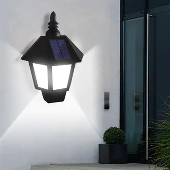 

1pc Wall Lamp Solar Powered Wall Light Waterproof Vintage Hexagonal Wall Lamp For Outdoor Yard (Black)