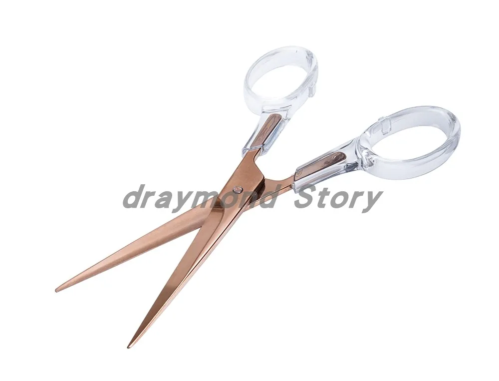 rose gold 162mm Красочные Акриловые ножницы канцелярские ножницы для рукоделия школьные офисные принадлежности прозрачные металлические ножницы - Цвет: rose gold 162mm