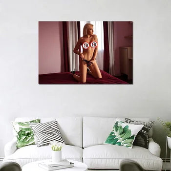 

Sexy Blonde Beauty Girl on the Bed Hot Body Poster Canvas Prints Modern Wall Art Painting Wall Picture For Living Room Decor