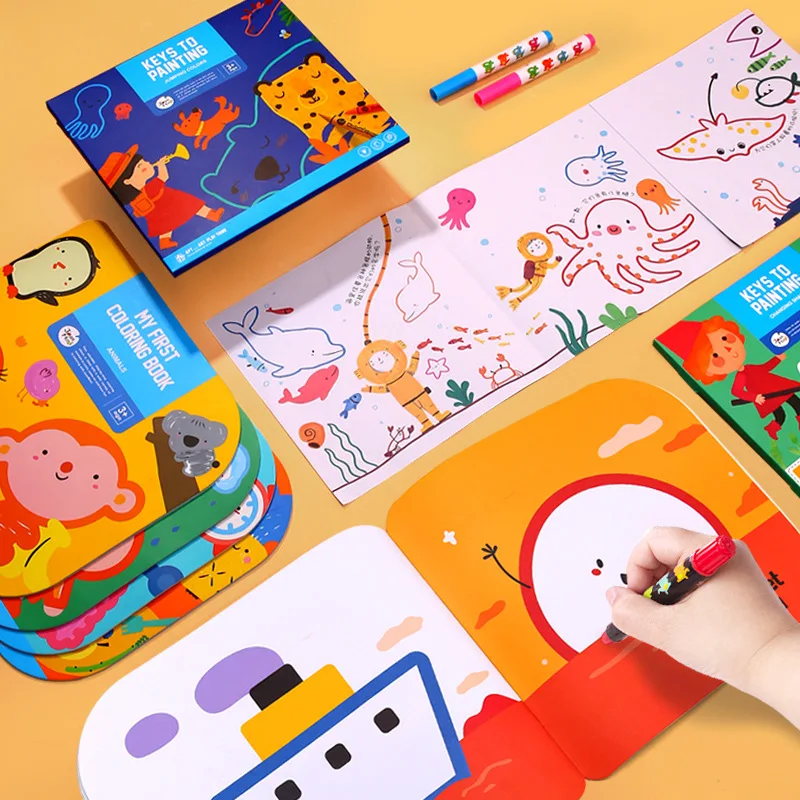 

5 in1 Coloring Book Set for Kids Early Education Book Painting Book