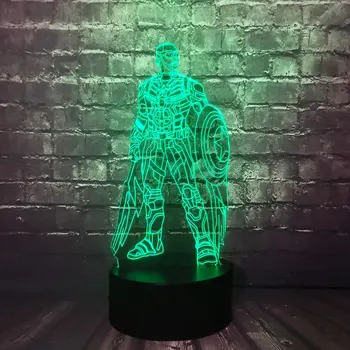 

3D Optical LED Night Light For Boy Room The avengers Marvel Cartoon Captain America 7 Color Change Holiday Birthday Kid Toy Toy