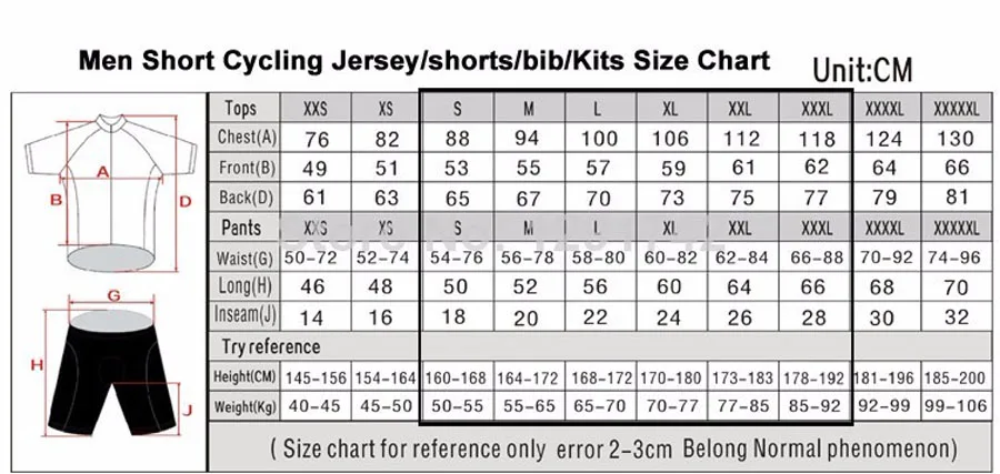 男装短袖尺码表