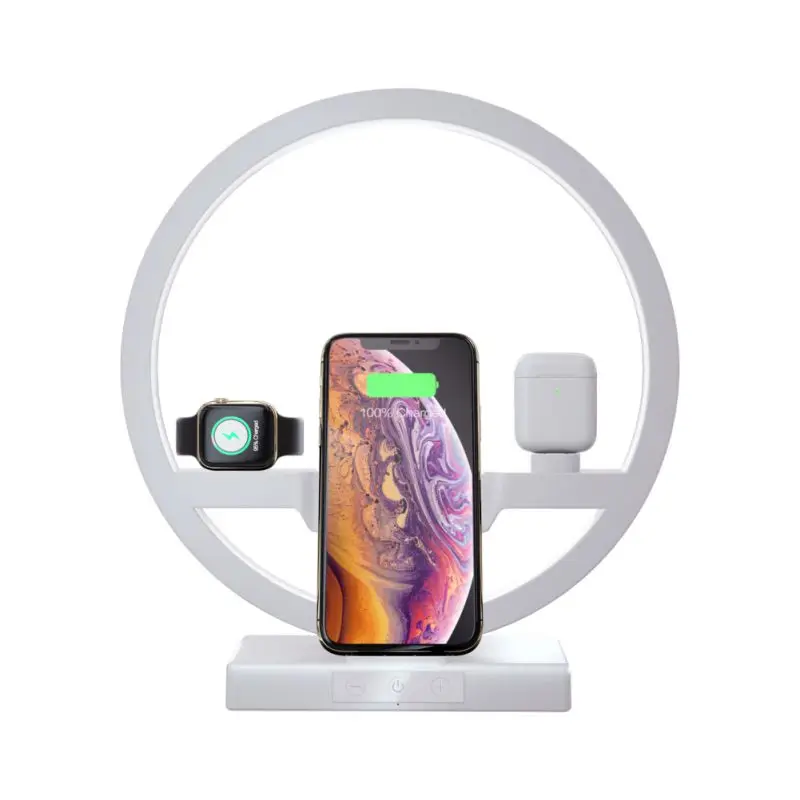 4 In 1 Light Smartphone Wireless Charger Stand Dock Station For Airpods Bluetooth Earphone For i Watch