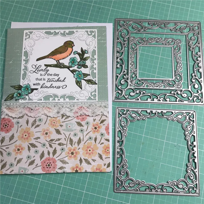 

Naifumodo Lace Square Dies Nested Frame Metal Cutting Dies New 2019 Scrapbooking Card Making Embossing Stencil DieCut Template