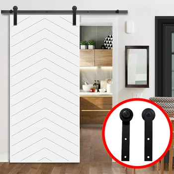 

2 Pcs Steel Durable Closet Sliding Barn Top Mounted Track Kitchen Door Hardware Bathroom Roller Rail Home With Screws