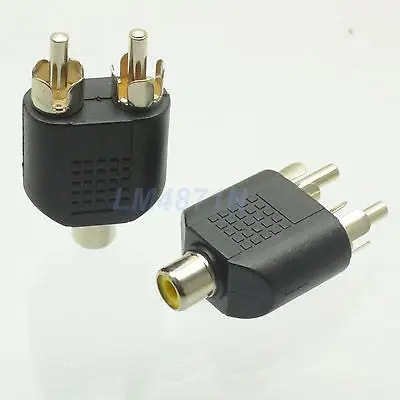 DHL/EMS 100 шт. адаптер RCA Женский до 2x RCA Мужской Y сплиттер для AV аудио конвертер-d2