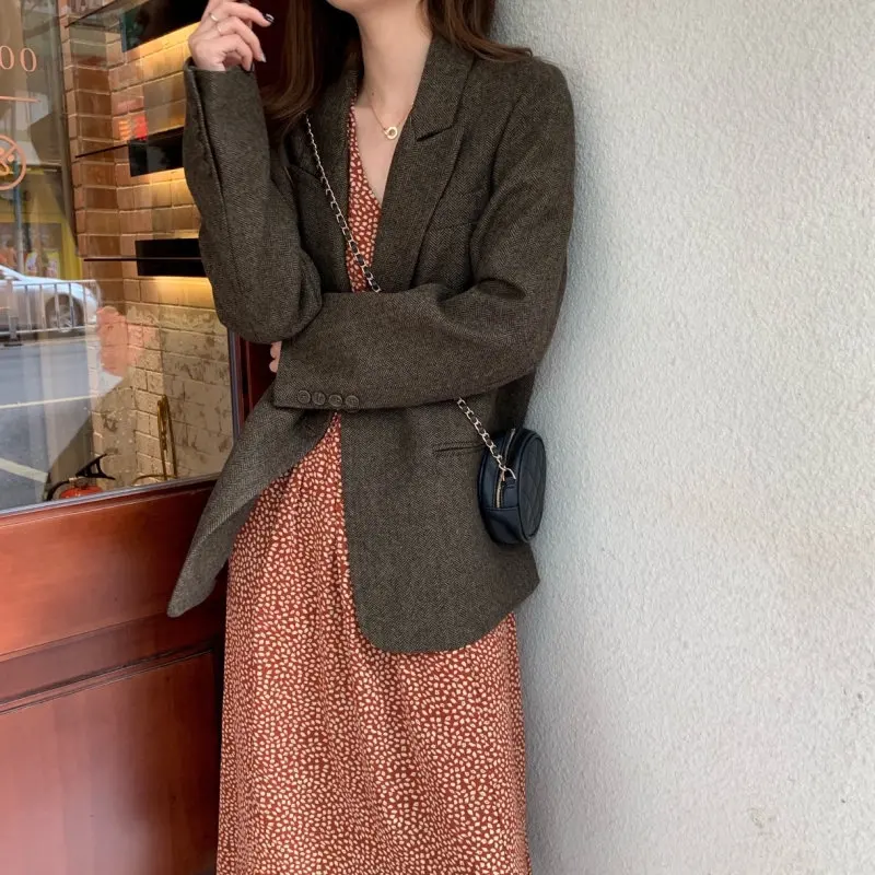 

Alien Kitty Elegant Office Lady Autumn Vintage Chic Feminine Slender Women Stylish Cardigans Loose Casual All Match Blazers