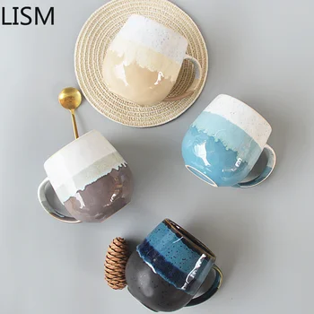 

Luxury Ceramic Coffee Mug with Spoon Handmade Couple Large Cute Cup Office Japanese Coffee Cup Travel Milk Breakfast Tea Cups