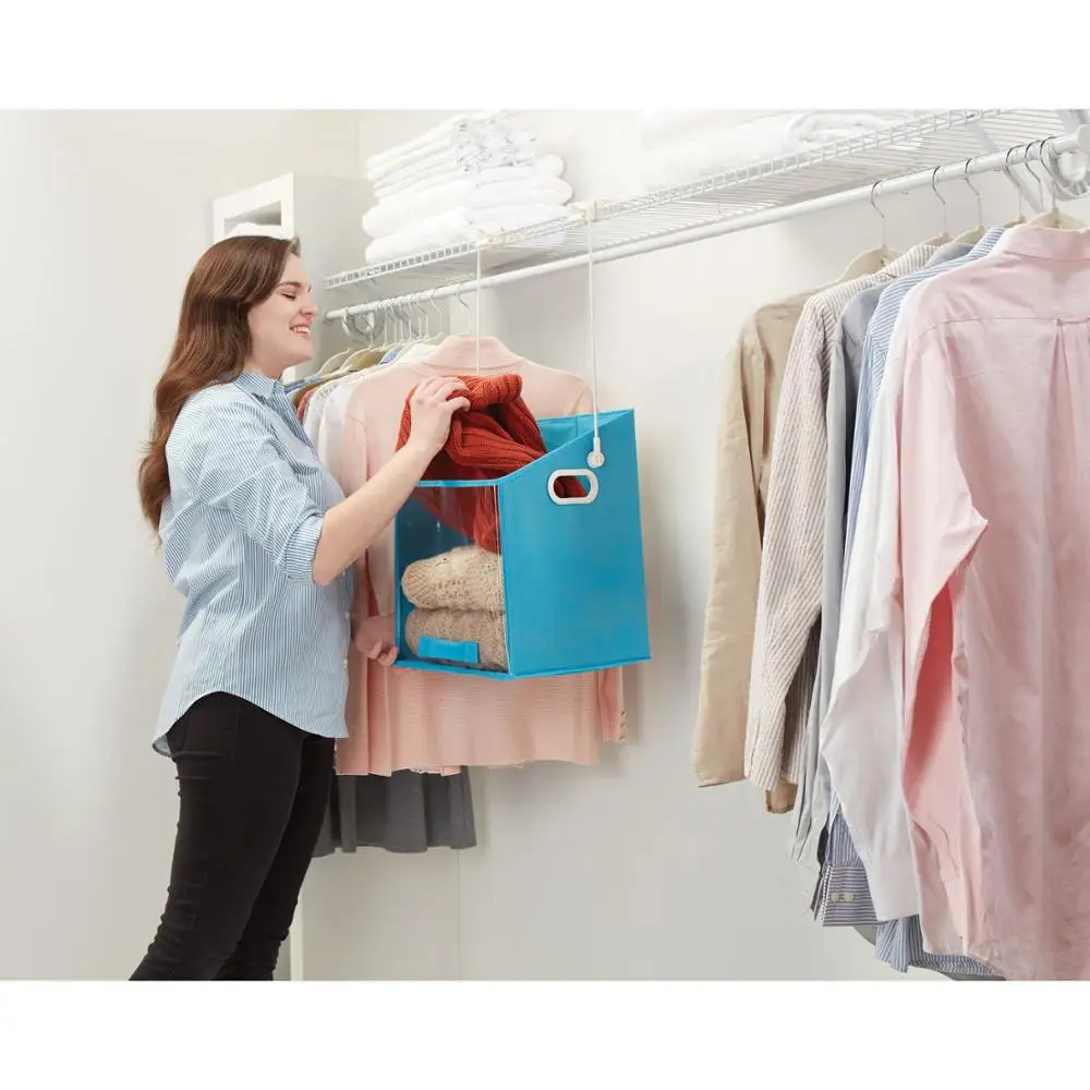 Closet Caddy Box Easy Lift Storage with Removable Lifting Arm for Top Shelves and Cupboards