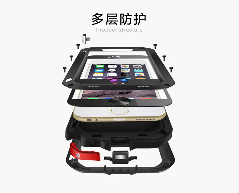 Алюминиевый металлический чехол LOVE MEI для iPhone 6, 6s, 6plus, 6s Plus, защитный противоударный водонепроницаемый чехол для iPhone 6, 6plus, 6s Plus, чехол