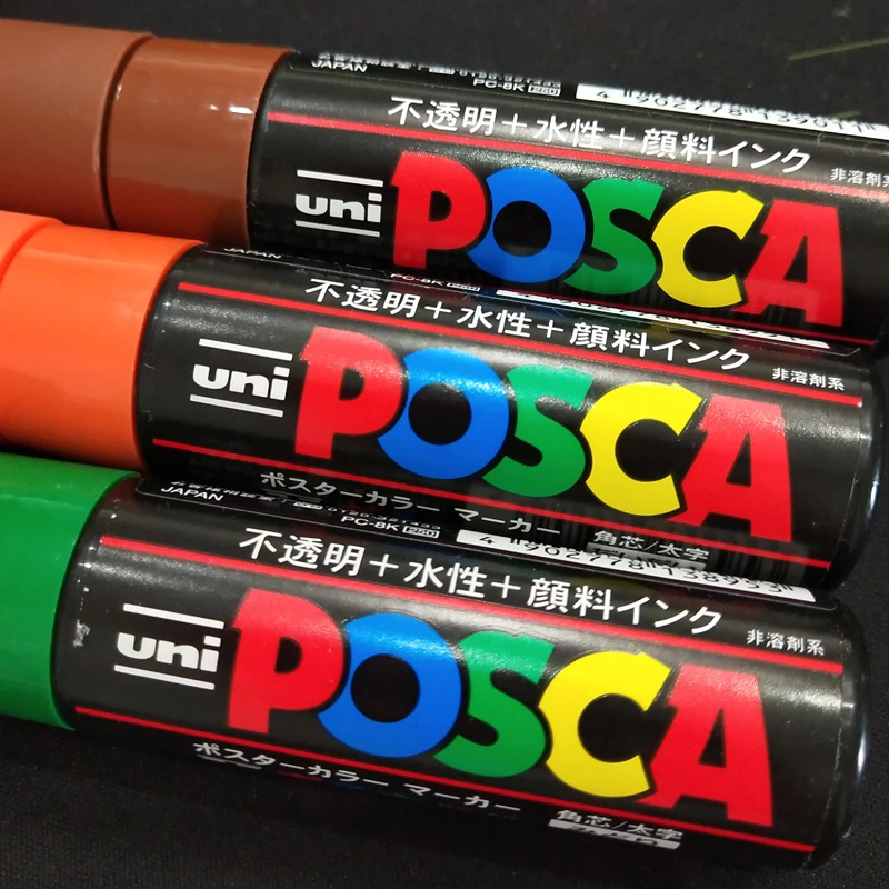 UNI POSCA PC-8K маркер на водной основе 8 цветов поп-плакат реклама граффити ручка 8,0 мм большие персонажи Водонепроницаемость покрытие