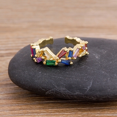 Sale Cross Star Moon Rings12 Styles Bohemia Rainbow Cubic Zircon Rings Women Copper Jewelry Adjustable Wedding Party Gifts