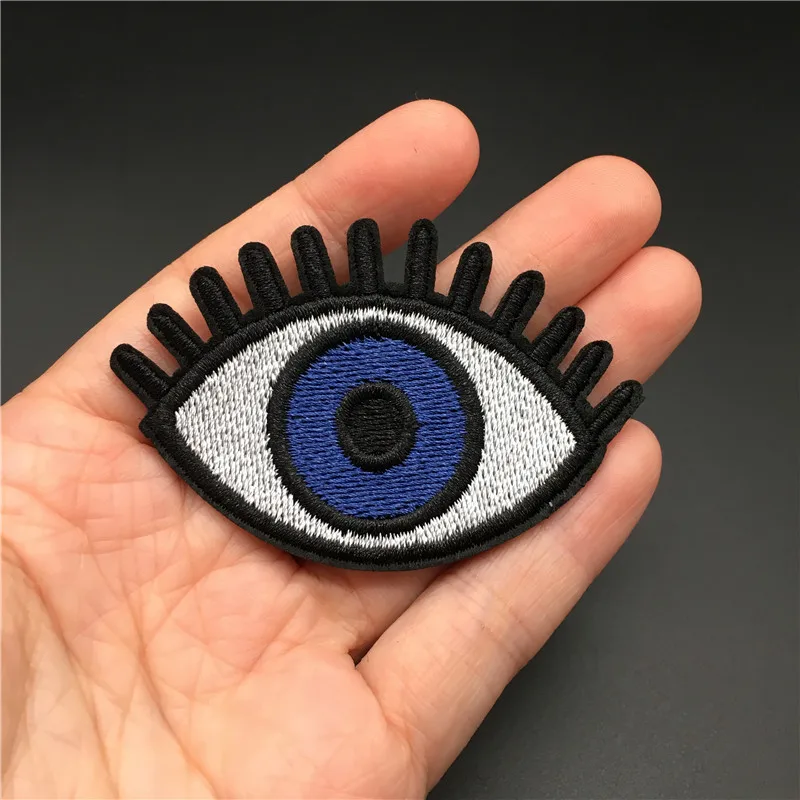 Auge Größe: 6,6x4,6 cm DIY Streifen für Kleidung Stickerei Patch Eisen auf Abzeichen Nähen Kleidung Aufkleber Applique Dekoration