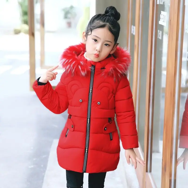 Пуховики для девочек; теплая верхняя одежда для малышей; плотные пальто; Детские Зимние куртки; детская зимняя верхняя одежда с милым рисунком и вышивкой