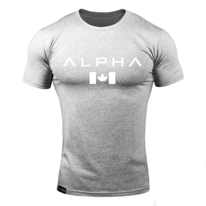 Прямая поставка, футболка для тренажерного зала ALPHA, Мужская футболка для фитнеса, модная футболка для бодибилдинга, Мужская футболка для фитнеса, кроссфита, летние футболки