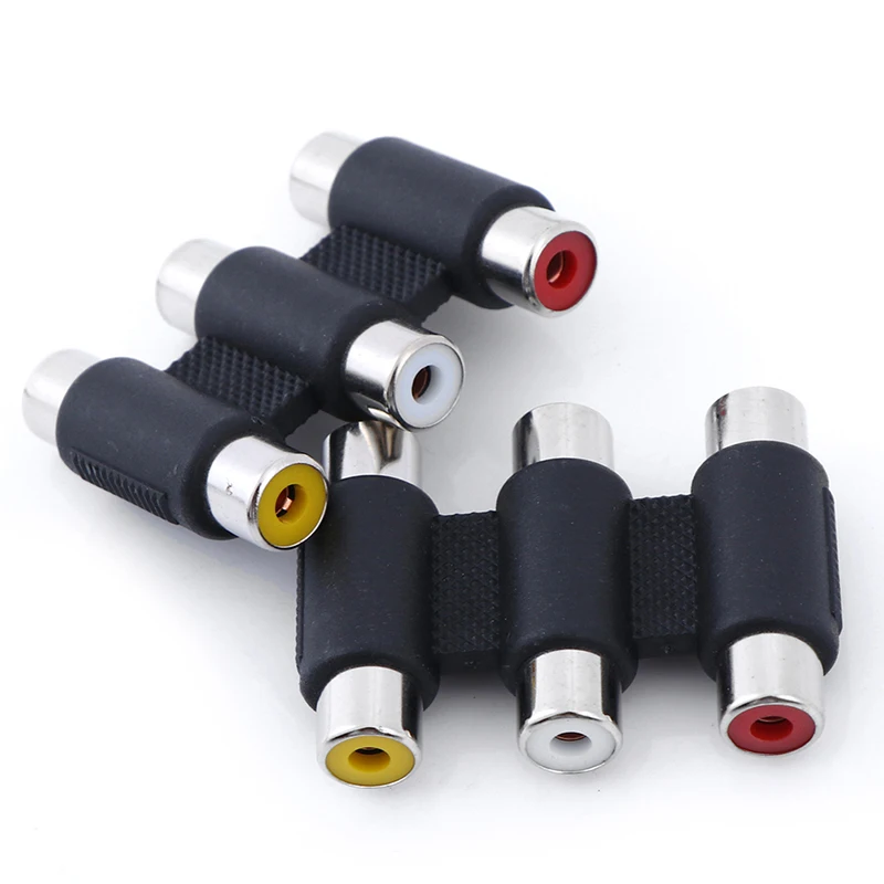 Conector de vídeo de Audio multifuncional, 3 RCA AV, acoplador Mini 3RCA, adaptador hembra a hembra, convertidor de extensión de enchufe