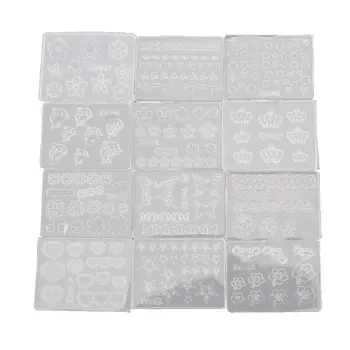 

12Pcs Mini Nail Art Silicone Mold Leaves Flower Animals Template Resin Molds Kit 83XF
