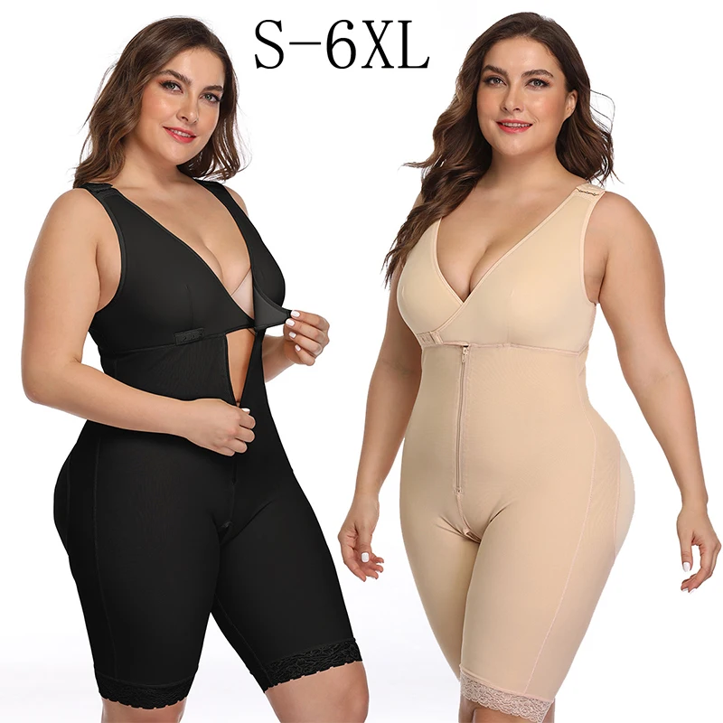 Mulheres Plus Size Alta Compressão Completa Bodyshapers Cinturão Clipe Zip  Bodysuit Vest Tummy Controle Pós Parto Recuperação Slimming Body Shaper S  6XL De $95,12