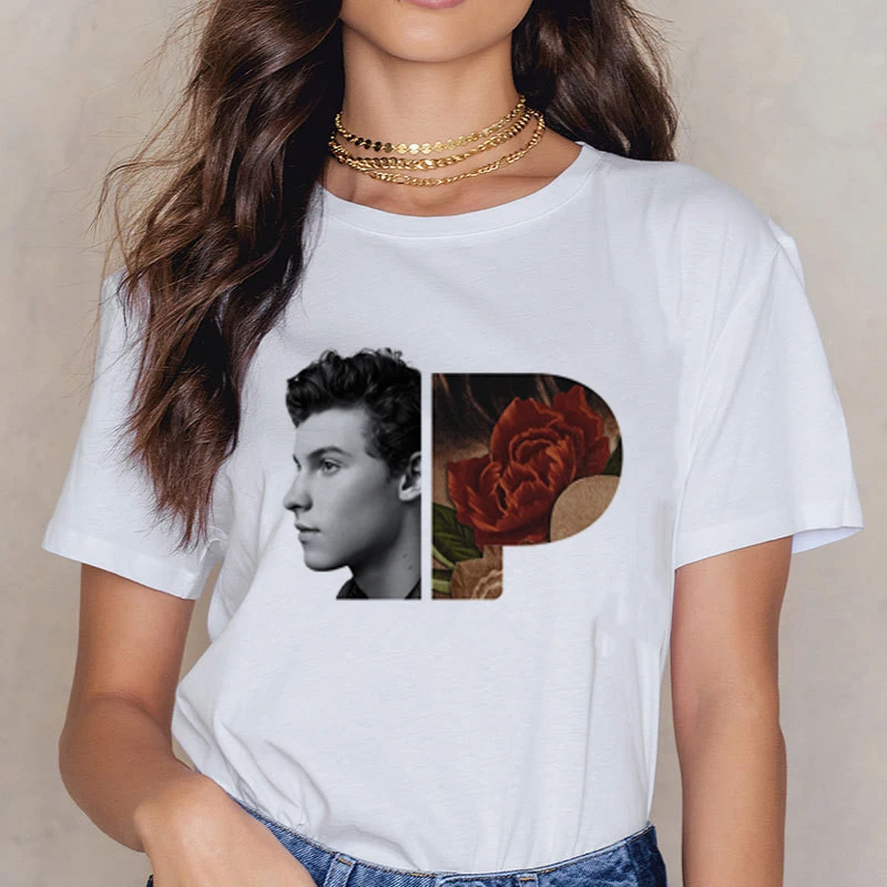 Shawn Mendes Забавный принт футболка Женская Harajuku Ullzang модная футболка 90s Графический Забавный принт футболка Летняя Повседневная футболка Женская