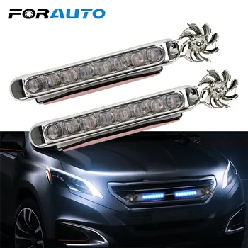 

1pairs Car Running Lights styling No Need External Power Supply Car Daytime Wind Energy 8 LED Daylight Headlight Lamp New
