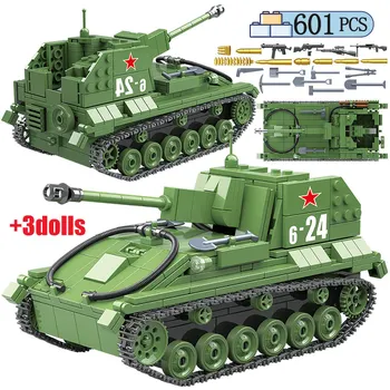 

601pcs City Technic WW2 Military Soviet Union Light Tank Building Blocks For Weapon Soldier Figures Blocks Toys for Boys