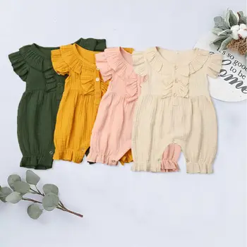 

Infant Baby Girl Cotton Linen Clothes Jumpsuit Outfits Summer